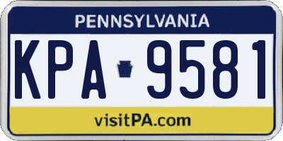 PA license plate KPA9581