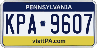 PA license plate KPA9607