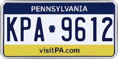 PA license plate KPA9612