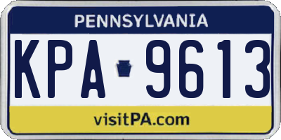 PA license plate KPA9613