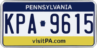 PA license plate KPA9615