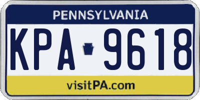PA license plate KPA9618