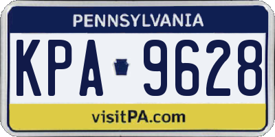 PA license plate KPA9628