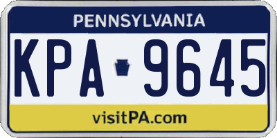 PA license plate KPA9645