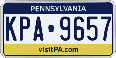 PA license plate KPA9657