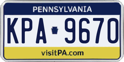 PA license plate KPA9670
