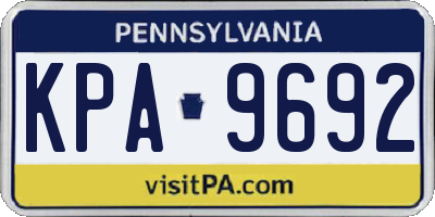 PA license plate KPA9692