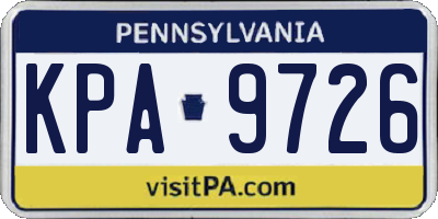 PA license plate KPA9726