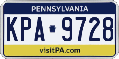 PA license plate KPA9728