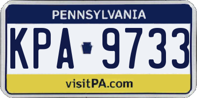 PA license plate KPA9733