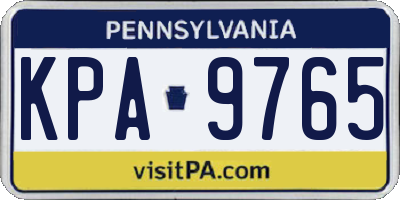 PA license plate KPA9765