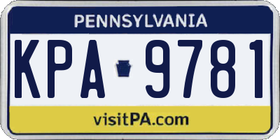 PA license plate KPA9781
