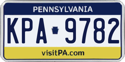PA license plate KPA9782