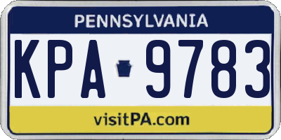 PA license plate KPA9783