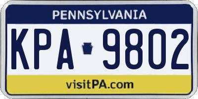 PA license plate KPA9802