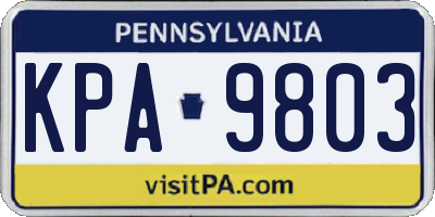 PA license plate KPA9803