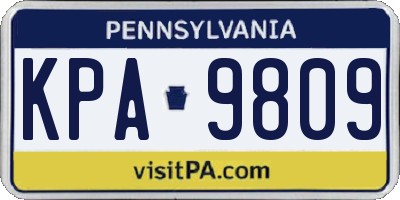PA license plate KPA9809