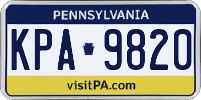 PA license plate KPA9820