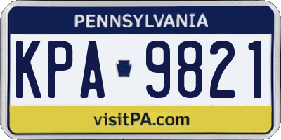 PA license plate KPA9821
