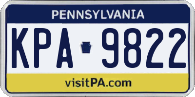 PA license plate KPA9822