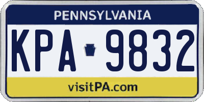 PA license plate KPA9832