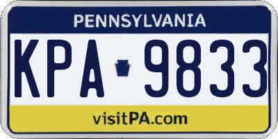 PA license plate KPA9833