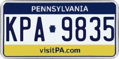 PA license plate KPA9835