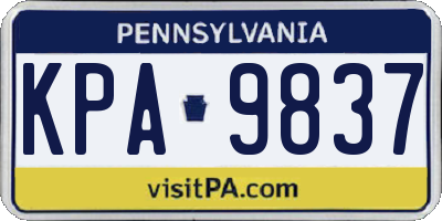 PA license plate KPA9837