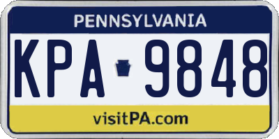 PA license plate KPA9848