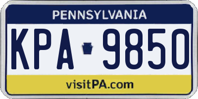 PA license plate KPA9850