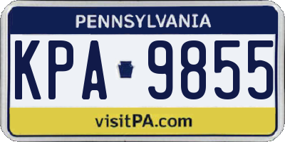 PA license plate KPA9855