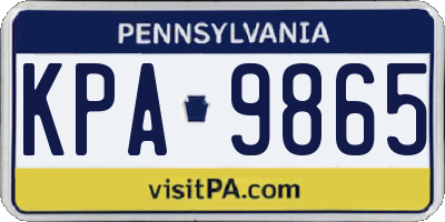 PA license plate KPA9865