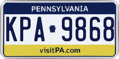 PA license plate KPA9868