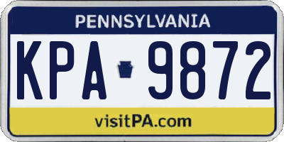 PA license plate KPA9872