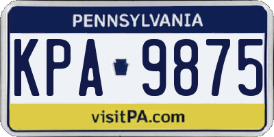 PA license plate KPA9875