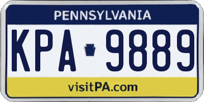 PA license plate KPA9889