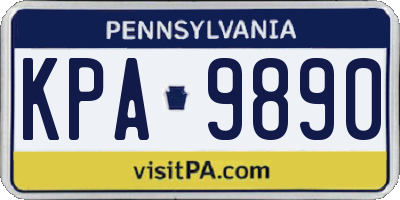 PA license plate KPA9890