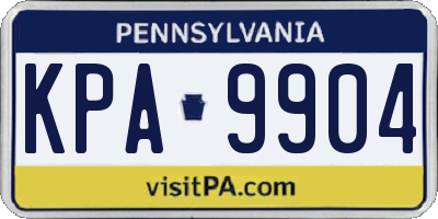 PA license plate KPA9904
