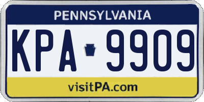 PA license plate KPA9909