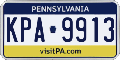 PA license plate KPA9913