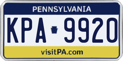 PA license plate KPA9920