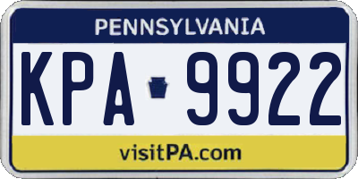 PA license plate KPA9922