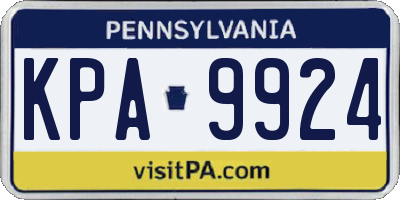 PA license plate KPA9924
