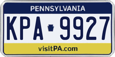 PA license plate KPA9927
