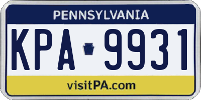 PA license plate KPA9931
