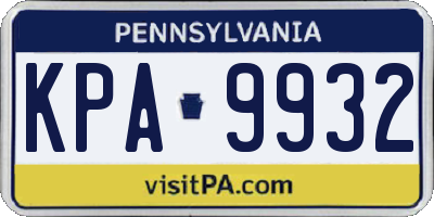 PA license plate KPA9932