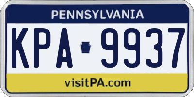PA license plate KPA9937