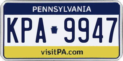 PA license plate KPA9947