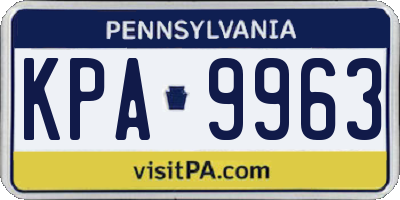 PA license plate KPA9963