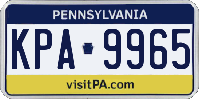 PA license plate KPA9965